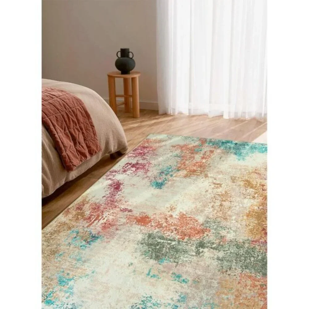 5x7 Modern Abstract Rug, Ultra Thin Washable Non-Slip Carpet for Home & Office